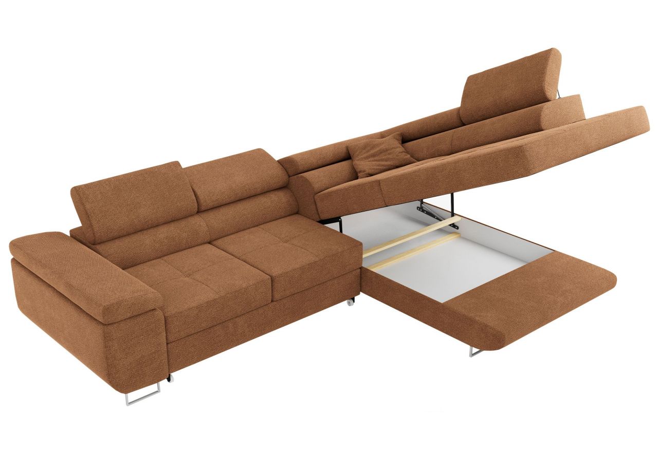 Narożnik GUSTAW L - strona prawa - pomarańczowy, struktura