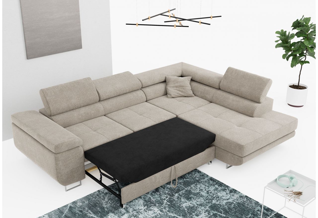 Narożnik GUSTAW L - strona prawa - beżowy, struktura