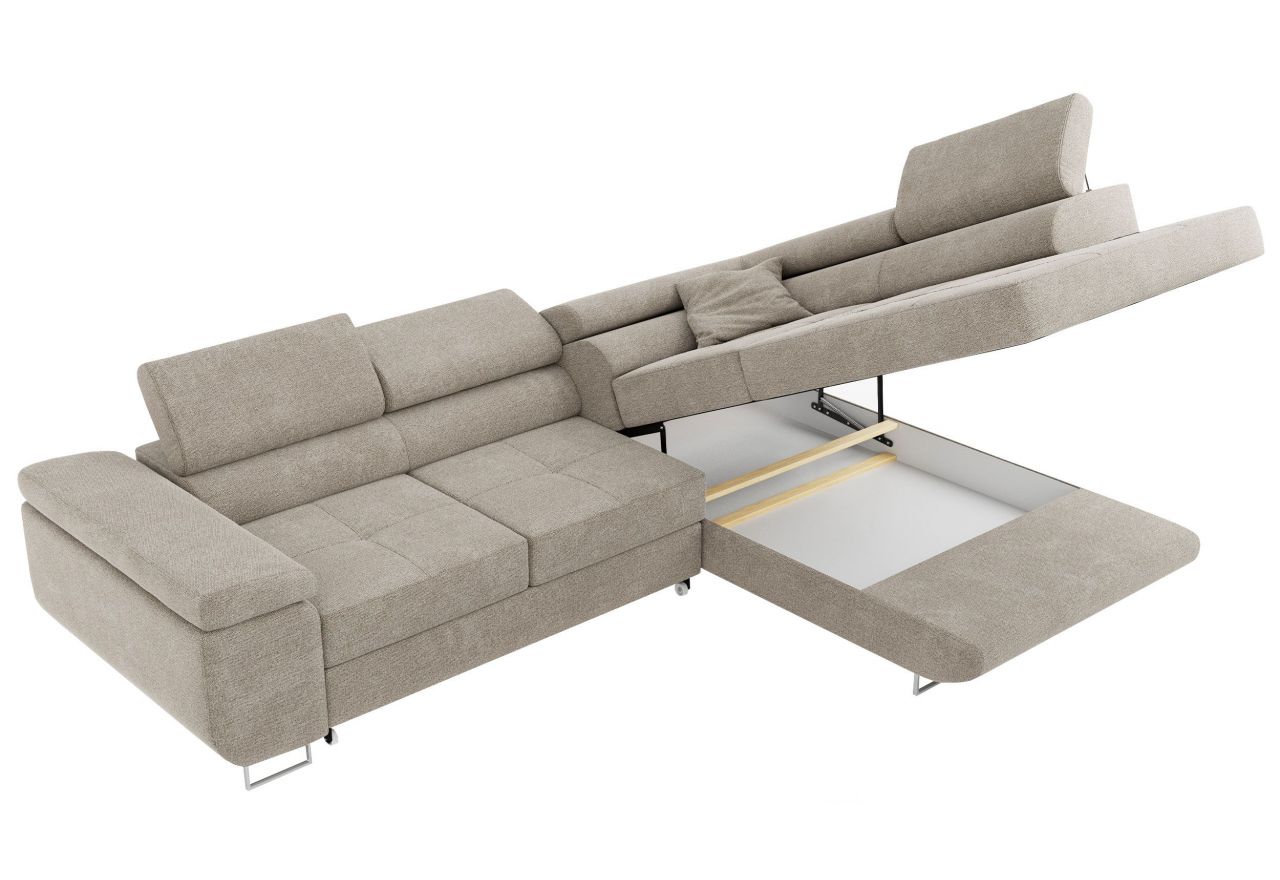 Narożnik GUSTAW L - strona prawa - beżowy, struktura