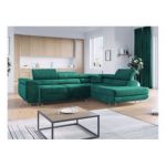 Narożnik GUSTAW L - strona prawa - ciemnozielony, welwet
