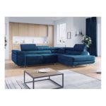 Narożnik GUSTAW L - strona prawa - ciemnoniebieski, welwet