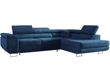 Narożnik GUSTAW L - strona prawa - ciemnoniebieski, welwet