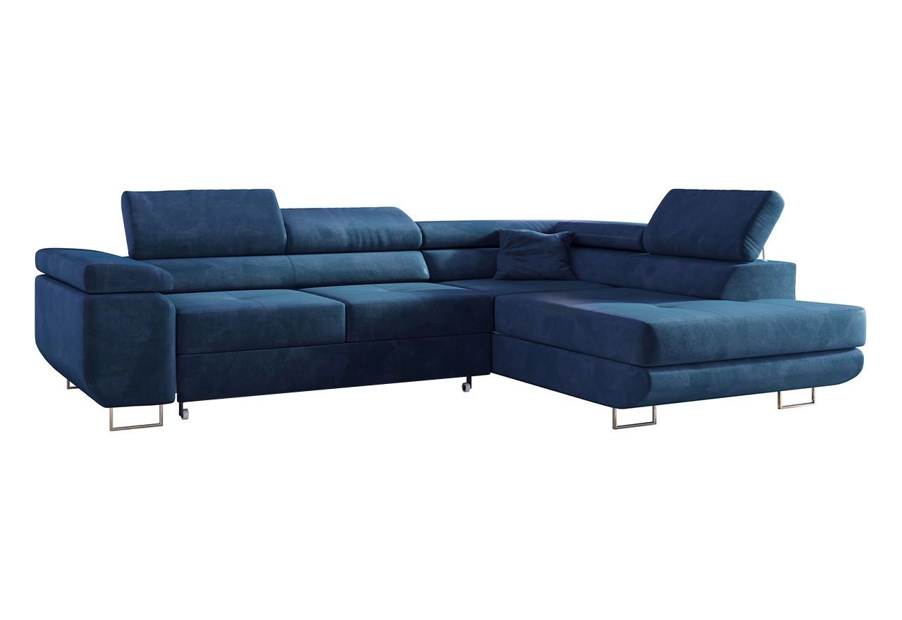 Narożnik GUSTAW L - strona prawa - ciemnoniebieski, welwet