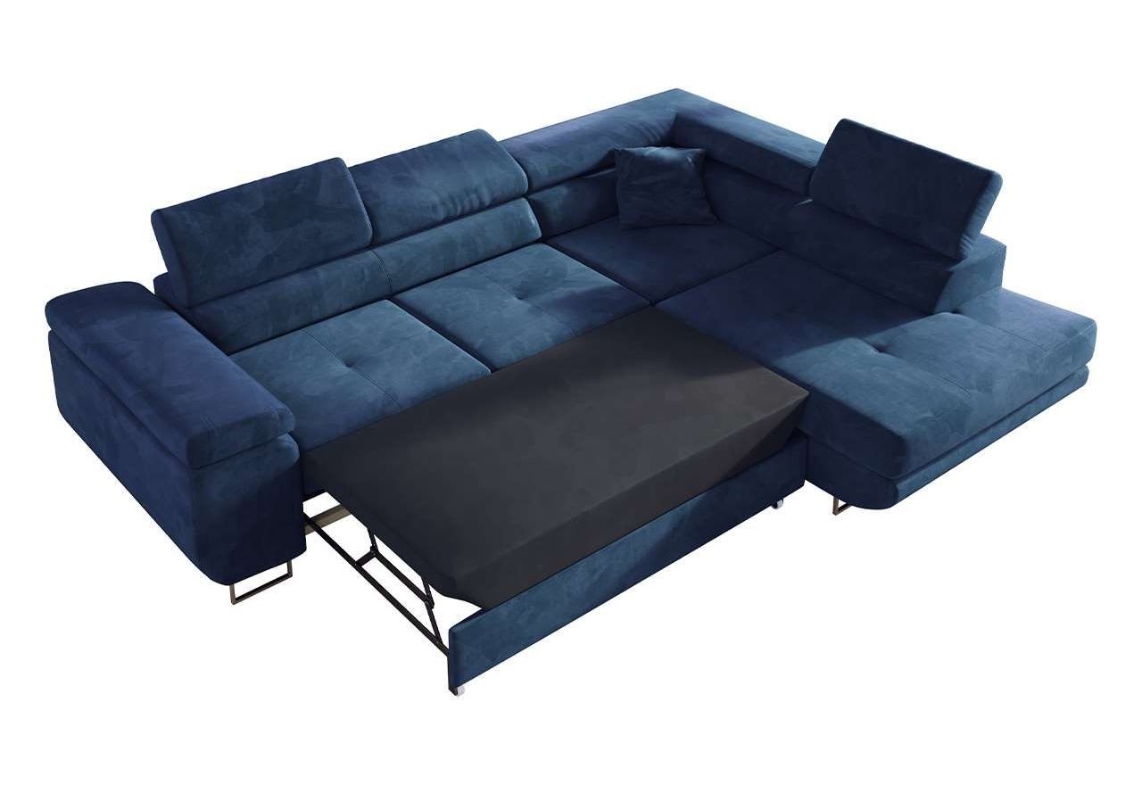 Narożnik GUSTAW L - strona prawa - ciemnoniebieski, welwet