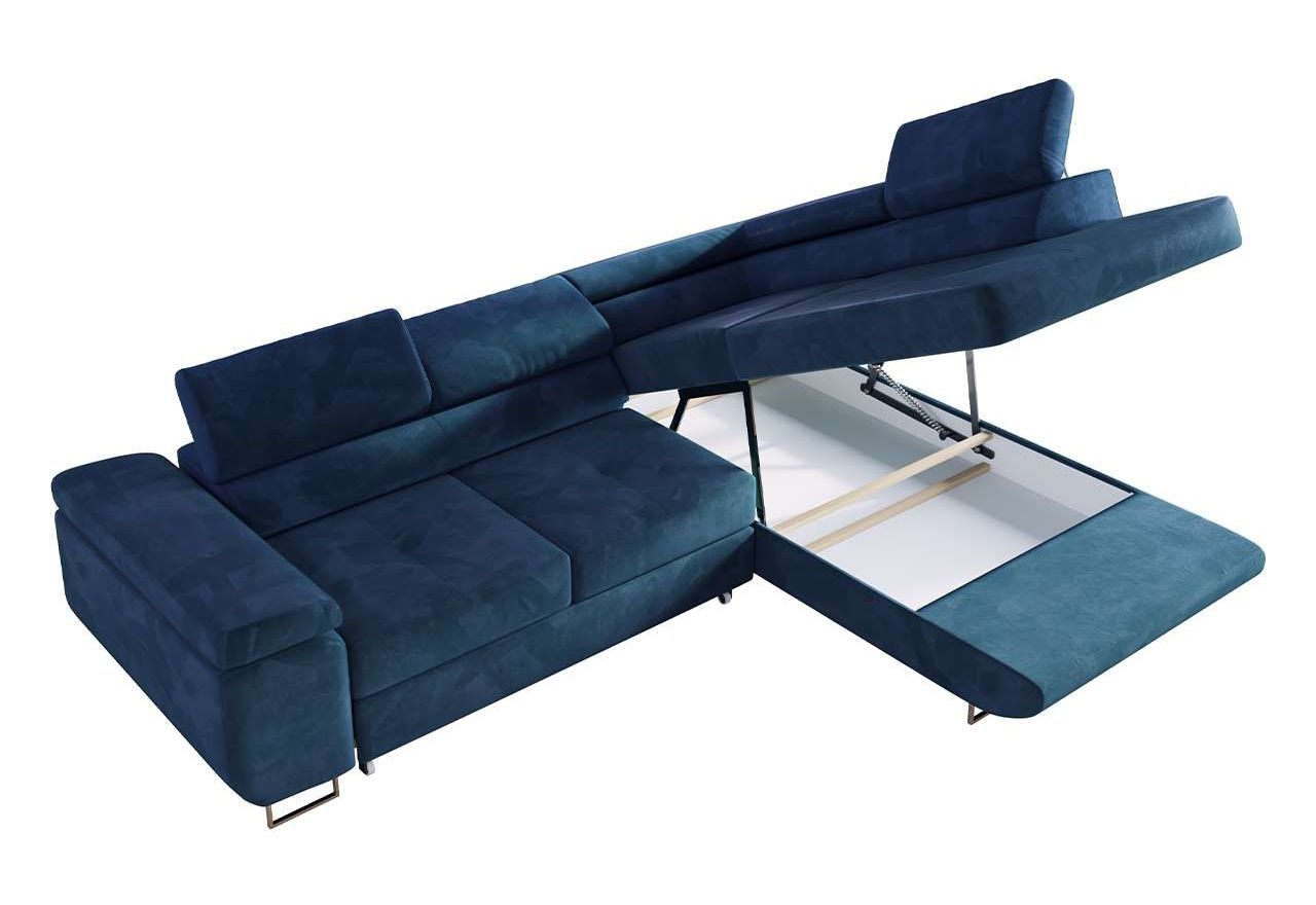 Narożnik GUSTAW L - strona prawa - ciemnoniebieski, welwet