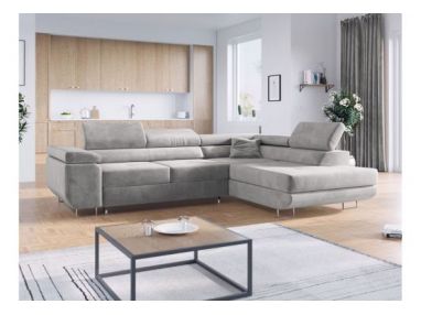 Narożnik GUSTAW L - strona prawa - jasnoszary, welwet