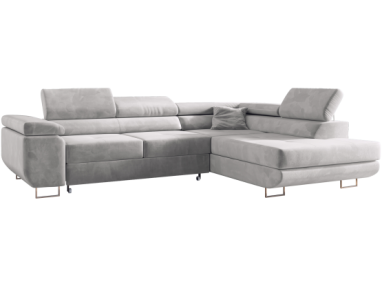 Narożnik GUSTAW L - strona prawa - jasnoszary, welwet