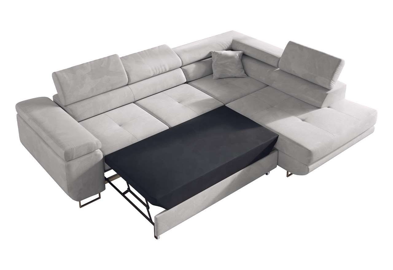 Narożnik GUSTAW L - strona prawa - jasnoszary, welwet