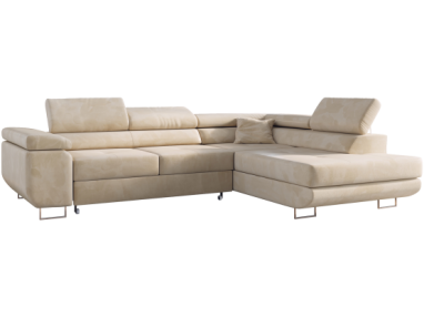 Narożnik GUSTAW L - strona prawa - beżowy, welwet