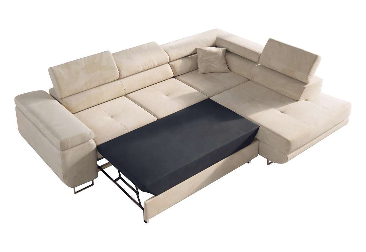 Narożnik GUSTAW L - strona prawa - beżowy, welwet