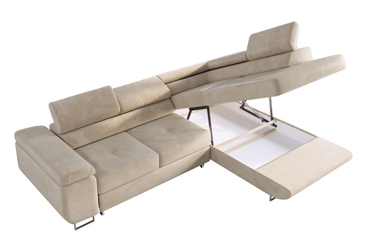 Narożnik GUSTAW L - strona prawa - beżowy, welwet