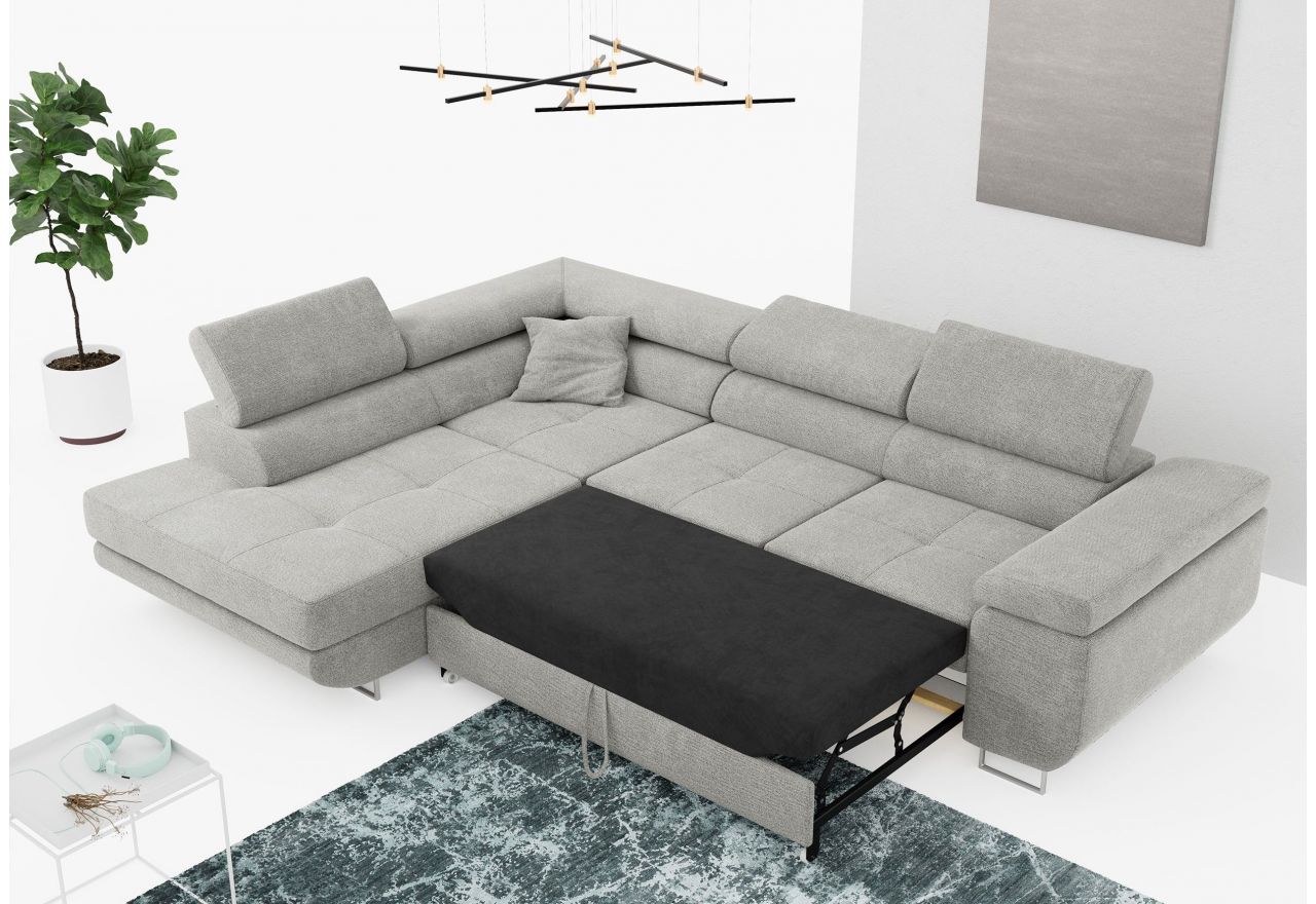 Narożnik GUSTAW L - strona lewa - jasnoszary, struktura