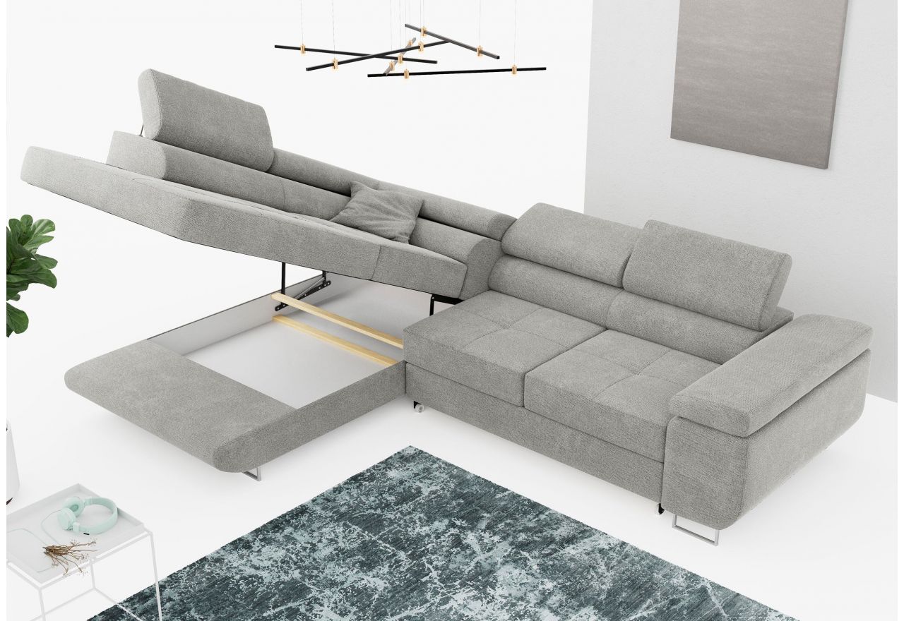 Narożnik GUSTAW L - strona lewa - jasnoszary, struktura