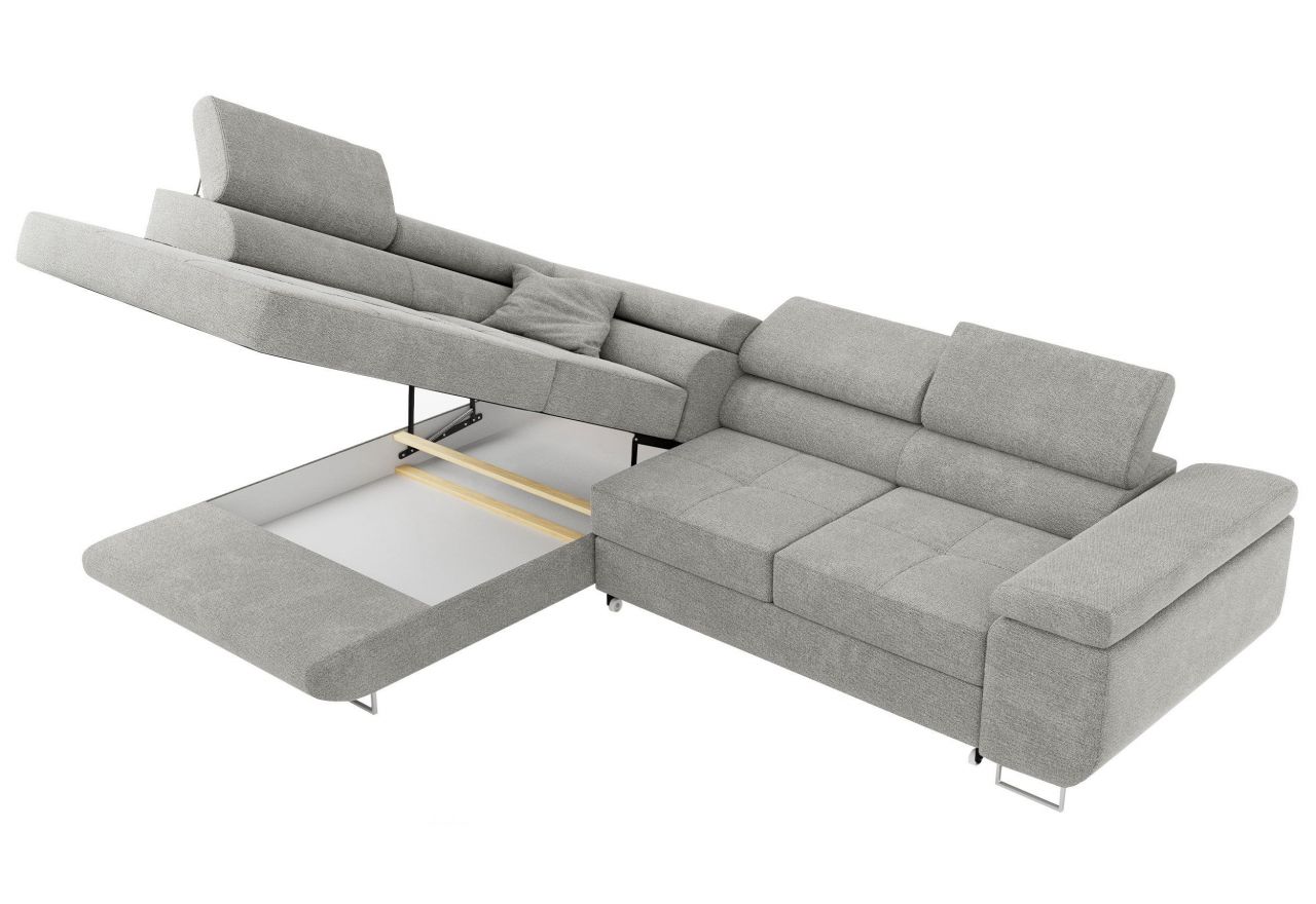 Narożnik GUSTAW L - strona lewa - jasnoszary, struktura