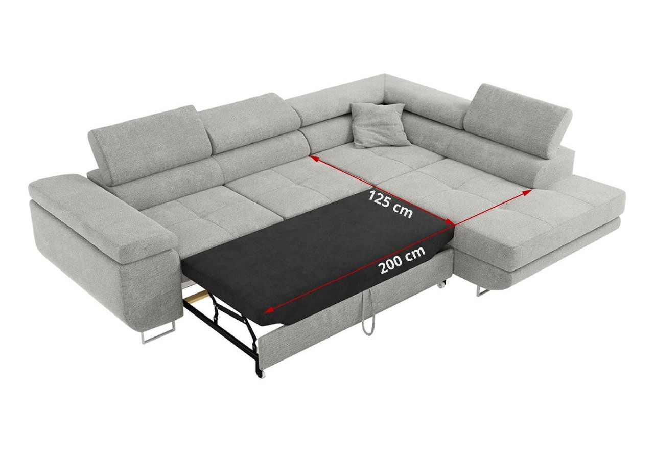 Narożnik GUSTAW L - strona prawa - jasnoszary, struktura