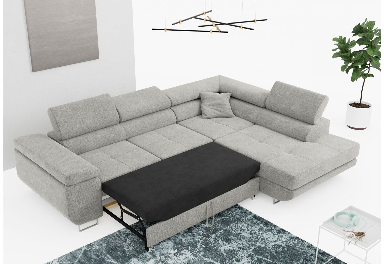 Narożnik GUSTAW L - strona prawa - jasnoszary, struktura