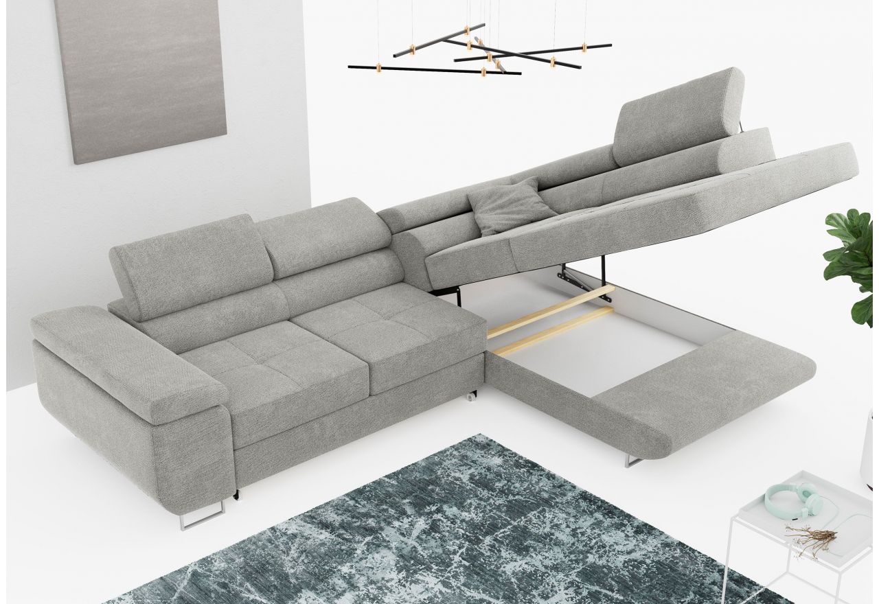 Narożnik GUSTAW L - strona prawa - jasnoszary, struktura