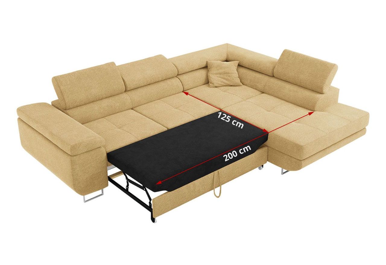 Narożnik GUSTAW L - strona lewa - żółty, struktura