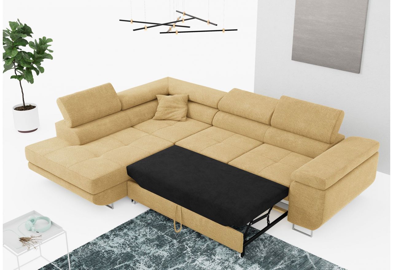 Narożnik GUSTAW L - strona lewa - żółty, struktura