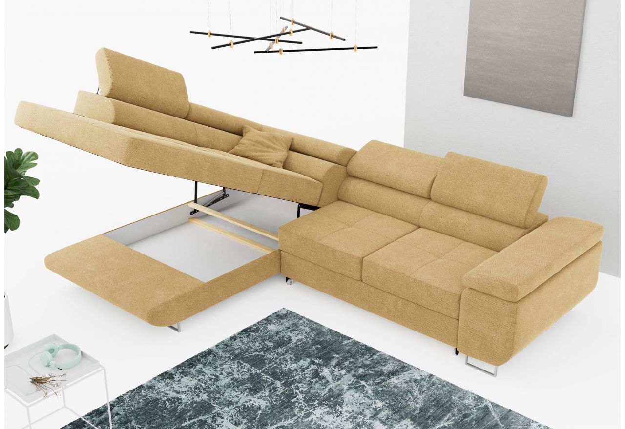 Narożnik GUSTAW L - strona lewa - żółty, struktura