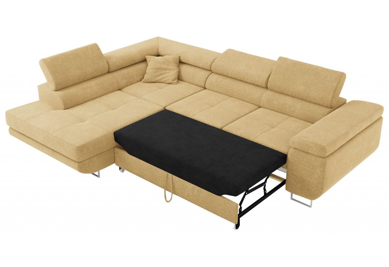 Narożnik GUSTAW L - strona lewa - żółty, struktura