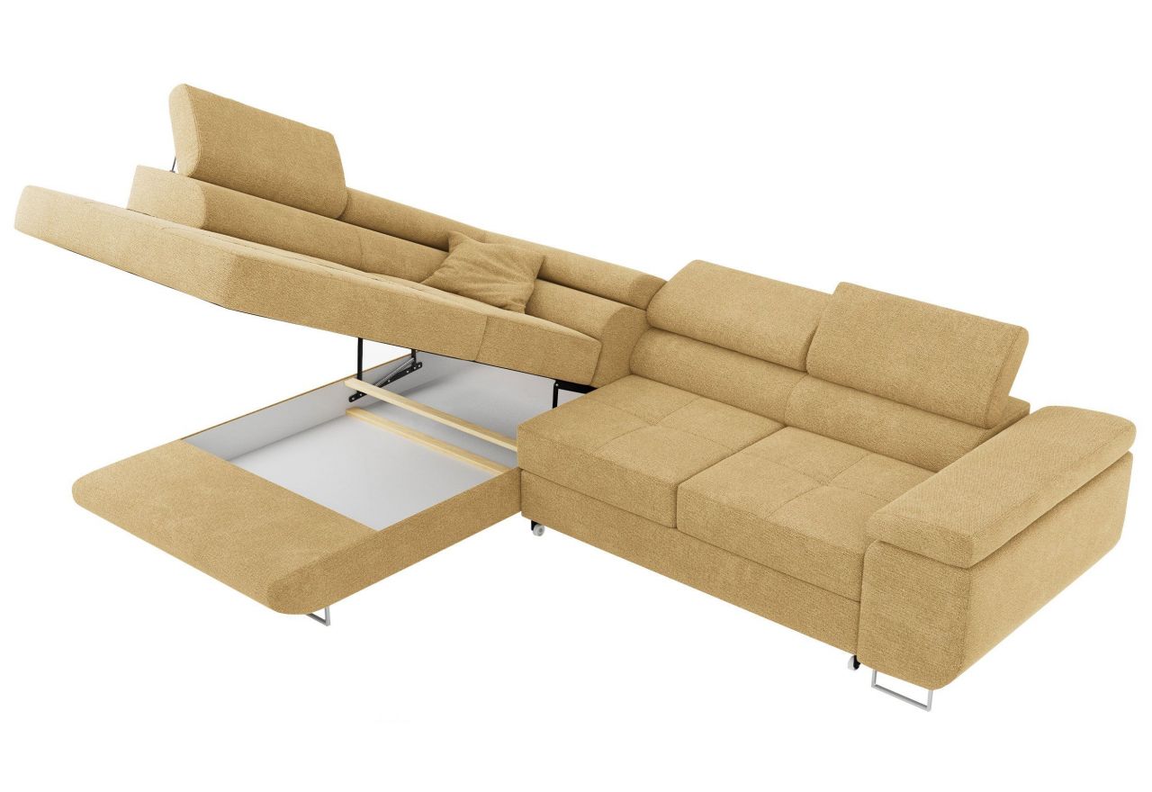 Narożnik GUSTAW L - strona lewa - żółty, struktura