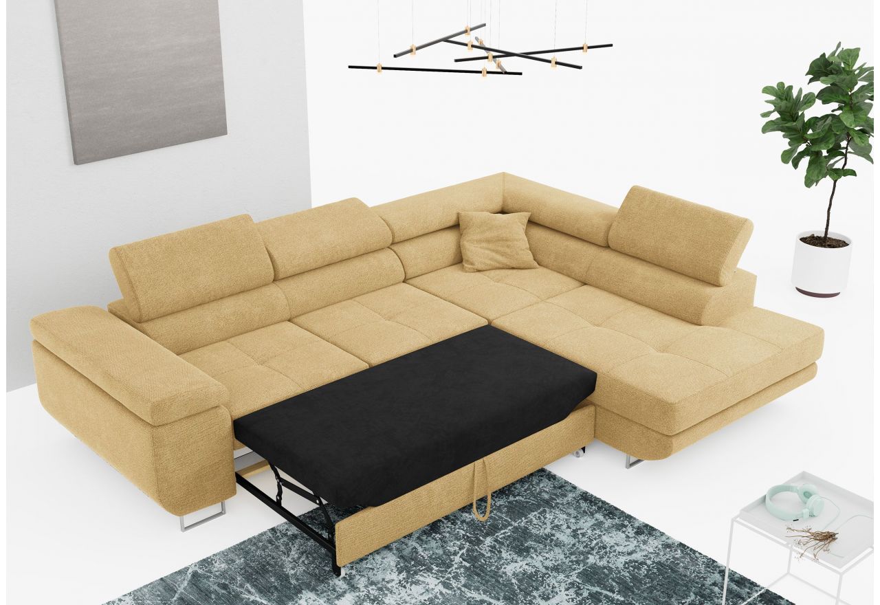 Narożnik GUSTAW L - strona prawa - żółty, struktura