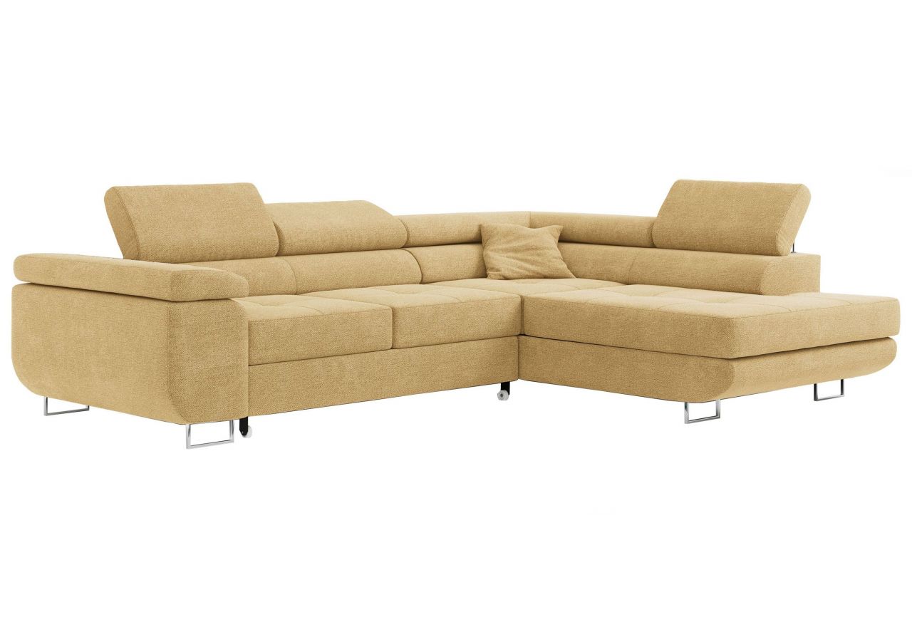 Narożnik GUSTAW L - strona prawa - żółty, struktura