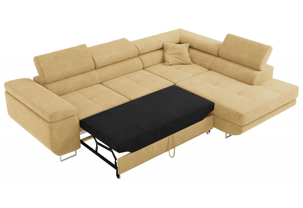 Narożnik GUSTAW L - strona prawa - żółty, struktura