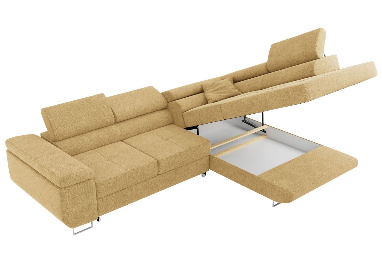 Narożnik GUSTAW L - strona prawa - żółty, struktura