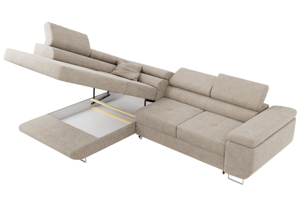 Narożnik GUSTAW L - strona lewa - kremowy, boucle