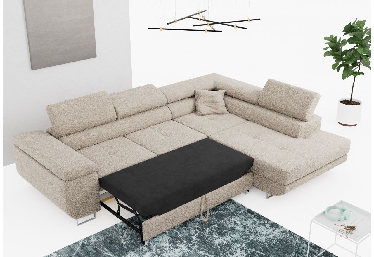 Narożnik GUSTAW L - strona prawa - kremowy, boucle