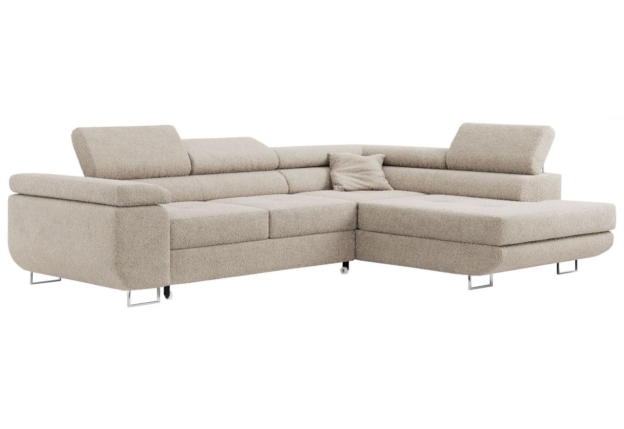 Narożnik GUSTAW L - strona prawa - kremowy, boucle