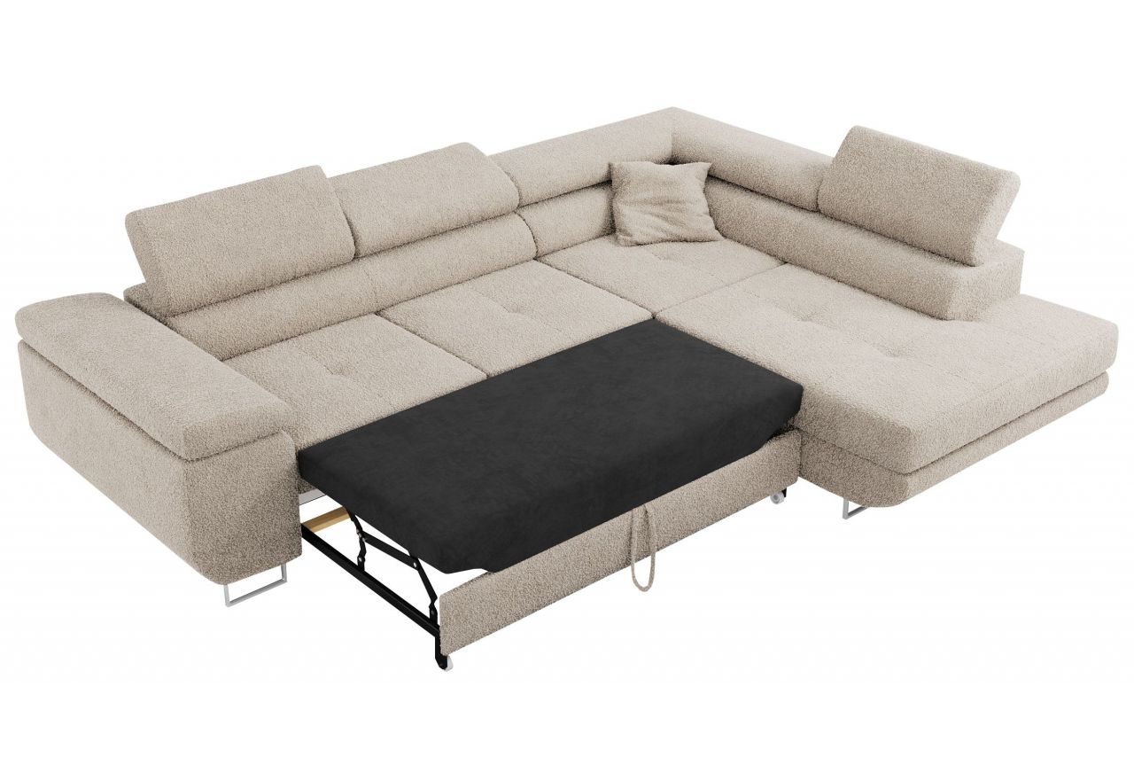 Narożnik GUSTAW L - strona prawa - kremowy, boucle