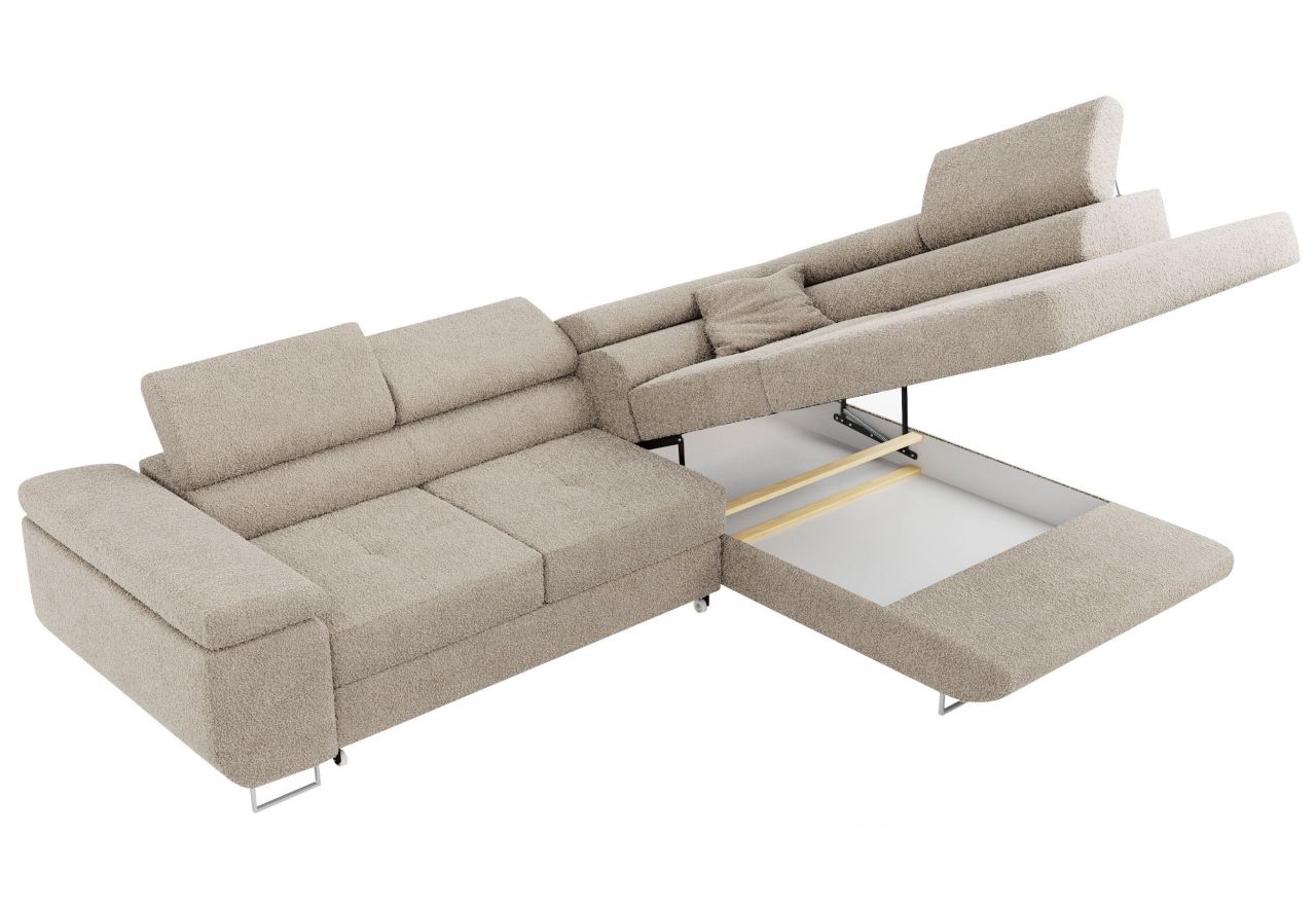 Narożnik GUSTAW L - strona prawa - kremowy, boucle