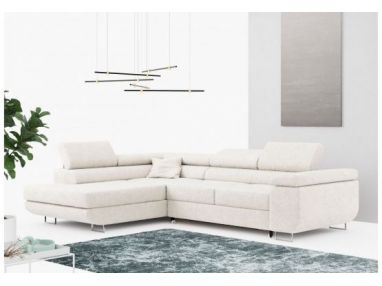 Narożnik GUSTAW L - strona lewa - biały, boucle