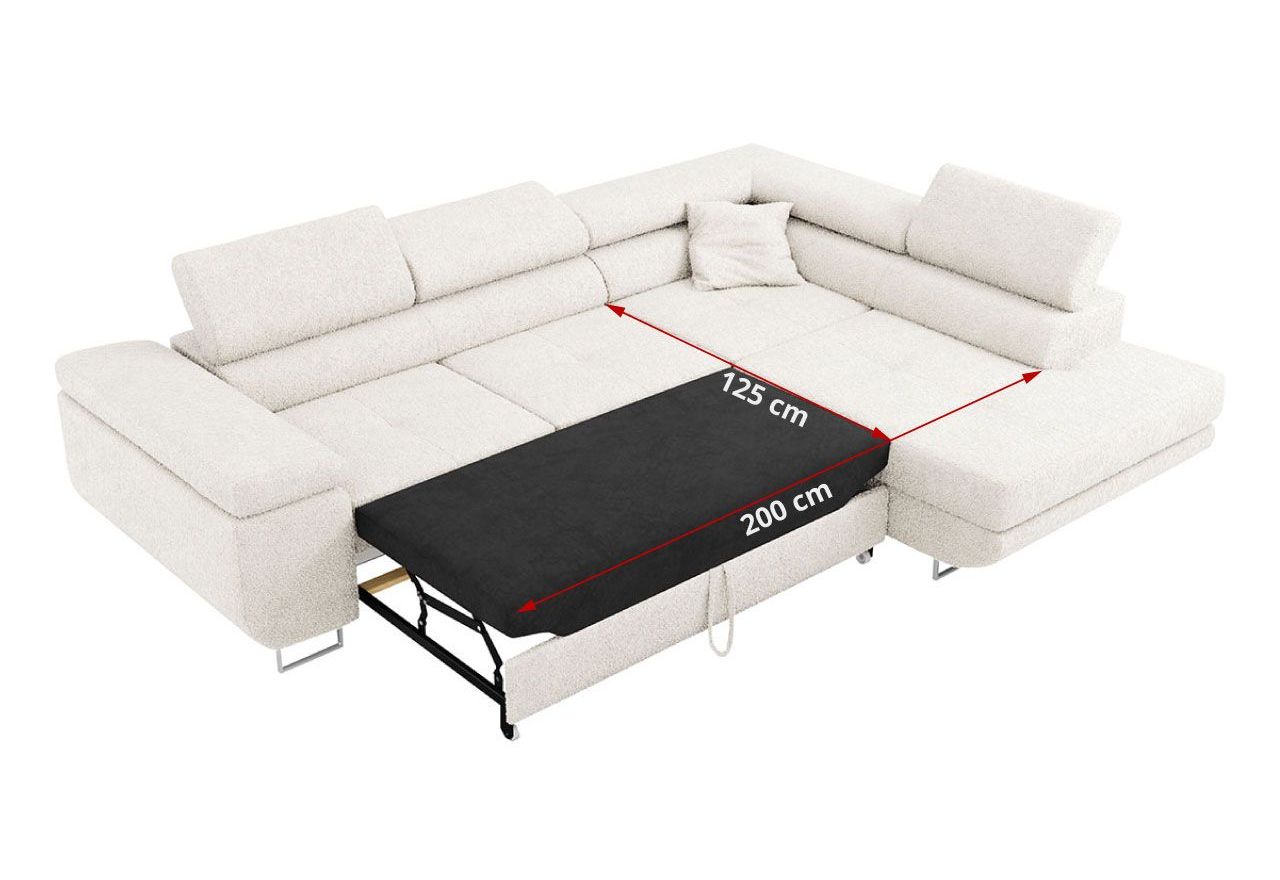 Narożnik GUSTAW L - strona lewa - biały, boucle