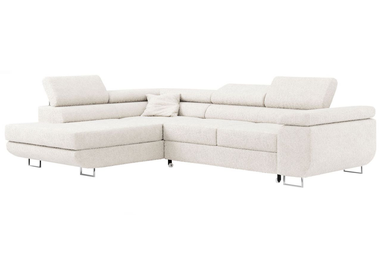 Narożnik GUSTAW L - strona lewa - biały, boucle