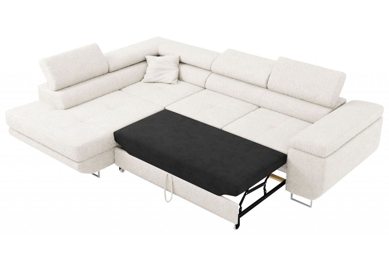 Narożnik GUSTAW L - strona lewa - biały, boucle