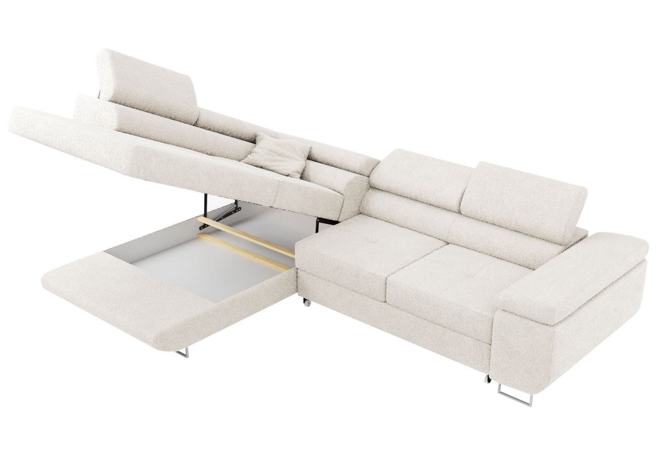 Narożnik GUSTAW L - strona lewa - biały, boucle