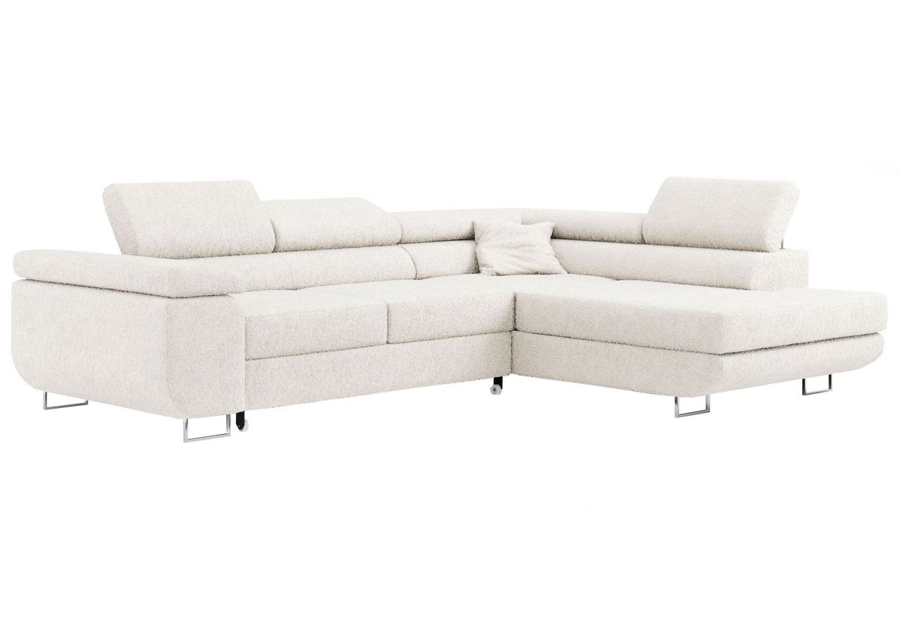 Narożnik GUSTAW L - strona prawa - biały, boucle