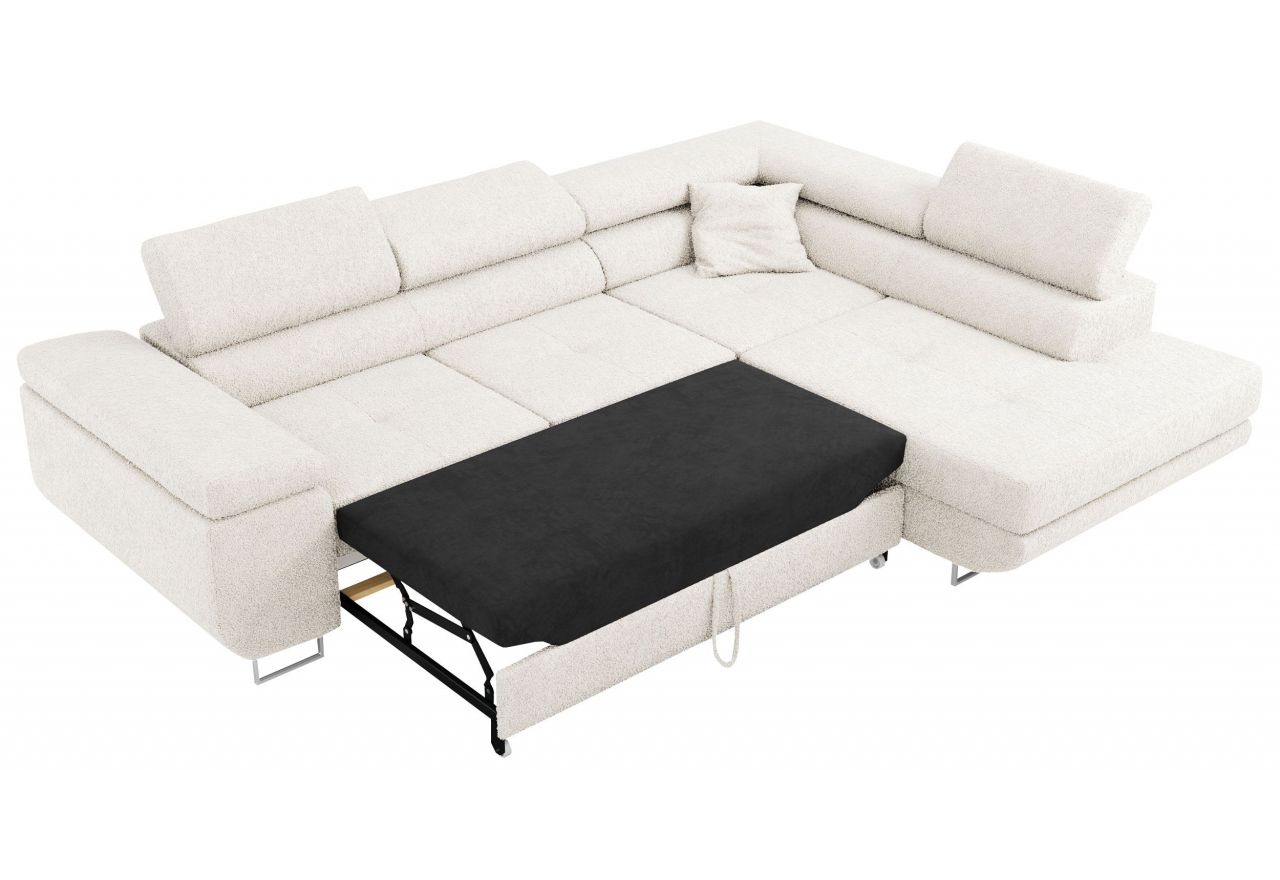 Narożnik GUSTAW L - strona prawa - biały, boucle