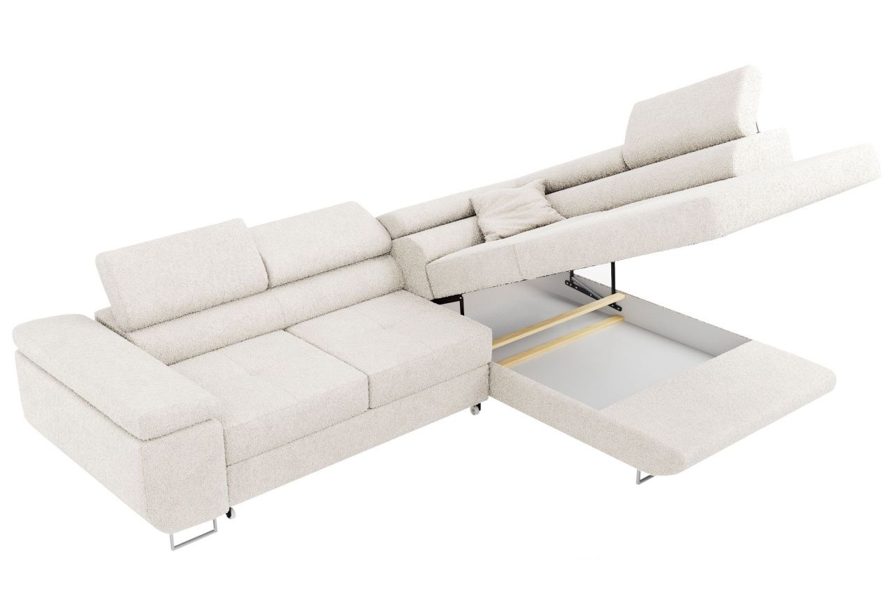 Narożnik GUSTAW L - strona prawa - biały, boucle