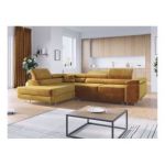 Narożnik GUSTAW L - strona lewa - żółty, welwet