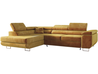 Narożnik GUSTAW L - strona lewa - żółty, welwet