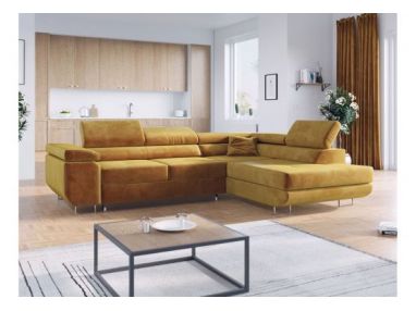 Narożnik GUSTAW L - strona prawa - żółty, welwet