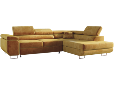 Narożnik GUSTAW L - strona prawa - żółty, welwet