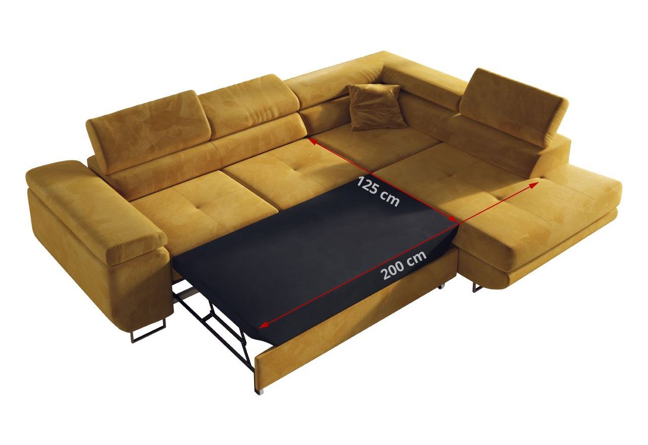 Narożnik GUSTAW L - strona prawa - żółty, welwet