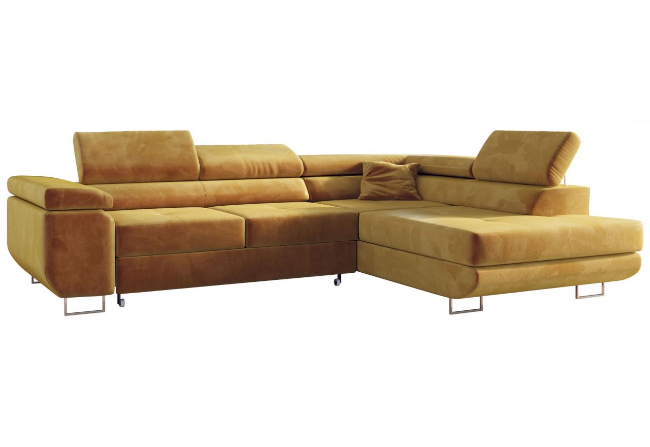 Narożnik GUSTAW L - strona prawa - żółty, welwet