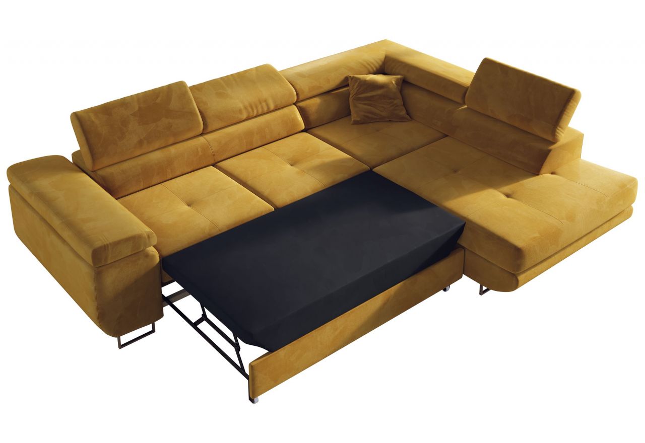 Narożnik GUSTAW L - strona prawa - żółty, welwet